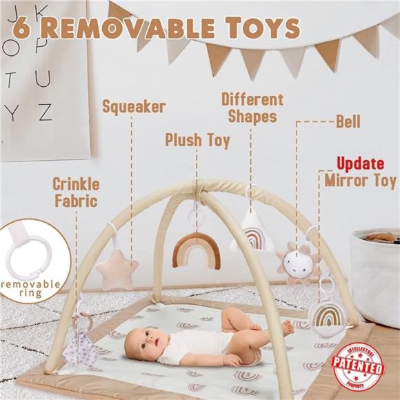 Washable Baby GymActivity Center with PlayMat,Rainbow Early Development Playmats - Picture 3 of 6